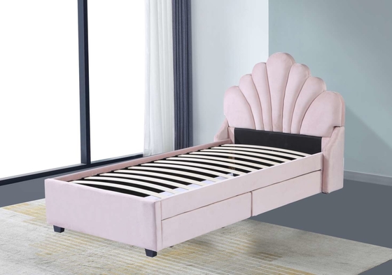 Vải nhung mềm Giường ngủ Woodday bằng gỗ Khung giường cỡ Queen 137 * 203mm